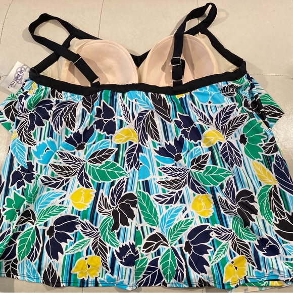 Catherines floral print ruffle tankini top sz 24w - Picture 6 of 11